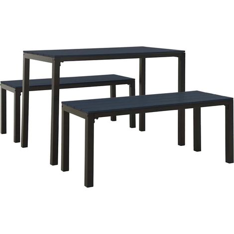 Maison Exclusive - 3-tlg. Garten-Essgruppe Stahl und WPC Schwarz (1/5)