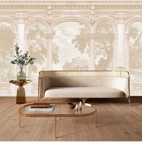Papier peint panoramique salon beige Tapisserie panoramique architecture pour chambre Papier peint panoramique élégant bâtiment & nature (1/2)