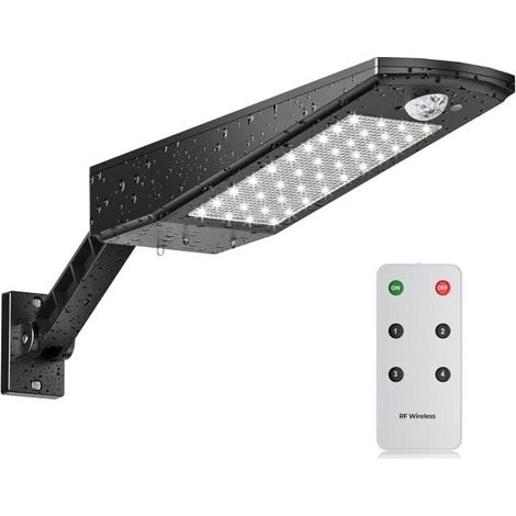 Luce solare da esterno 48 LED 3000lm, IP65 impermeabile, faretto solare da esterno, con staffa regolabile e telecomando, luce solare da esterno con sensore di movimento a 180° per giardino [Classe (1/4)