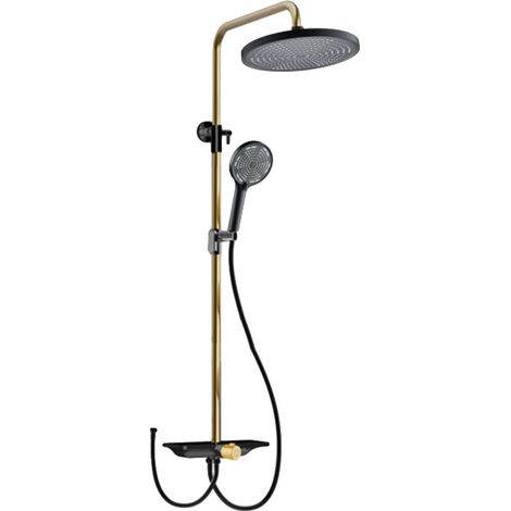 Système de douche, colonne de douche réglable, pommeau de douche pluie, or (1/2)