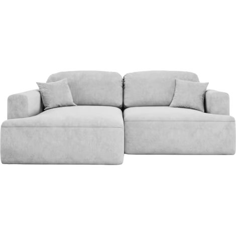 CHIARA - Canapé d'angle tissu velours 4 places Droit - Gris clair