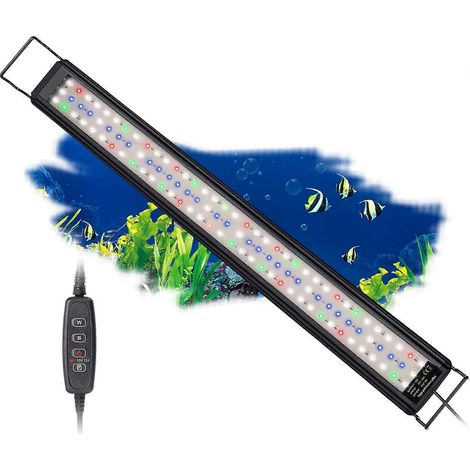 Éclairage pour aquarium, bande LED à spectre complet avec contrôleur, 10 niveaux de luminosité réglables, minuterie réglable 6/10/12 heures. (1/5)