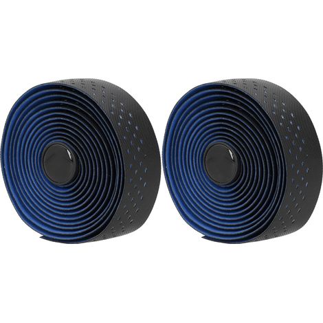 Atmungsaktive Lenkerbänder für Rennräder, rutschfeste Lenkergriffe mit Lenkerstopfen (Schwarz/Blau) (1/5)