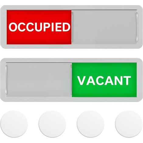 2Pcs Panneau de Porte Coulissant LIBRE/OCCUPÉ Magnétique et Adhésif, Indicateur Vert Rouge Haute Visibilité 17,7x5,2 cm, Libre/Occupé Signe Décoratives pour Bureaux, Toilettes,WC, Salles de Réunion (1/5)