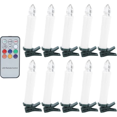 Lot de 10 bougies LED blanches, télécommande 12 touches, clips amovibles, décoration intérieur extérieur (1/5)