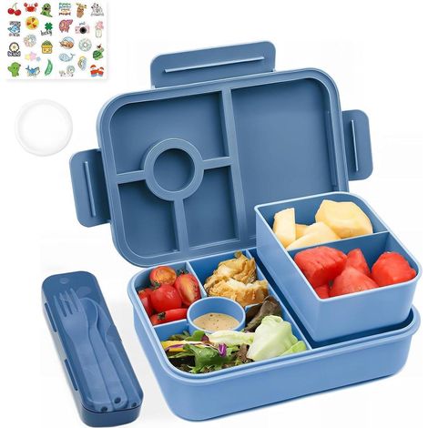 Brotdose Kinder mit 5 Fächern 1300ML, auslaufsicher, Bento Box für Erwachsene, BPA-frei, dunkelblau (1/5)