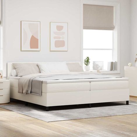 Teenpull – LED Boxspringbett Creme und Weiß 200 x 200 cm Cordstoff (1/5)