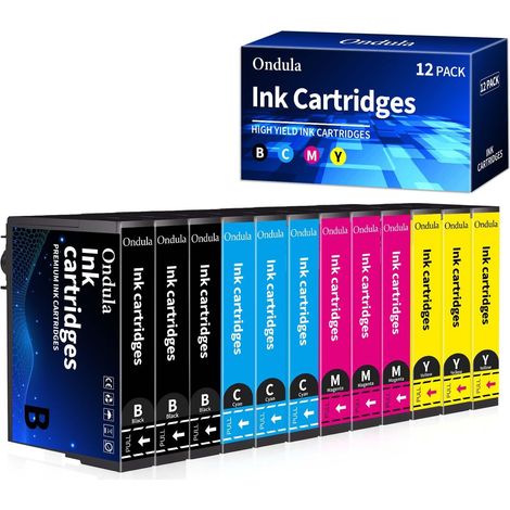 12-Pack XP-2200 Cartouche d'encre Compatible pour Epson XP-3200 pour Expression Home XP-2200 XP-2205 XP-3200 XP-3205 XP-4200 XP-4205 WF-2930 WF-2935 (3 Noir, 3 Cyan, 3 Magenta, 3 Jaune) (1/5)