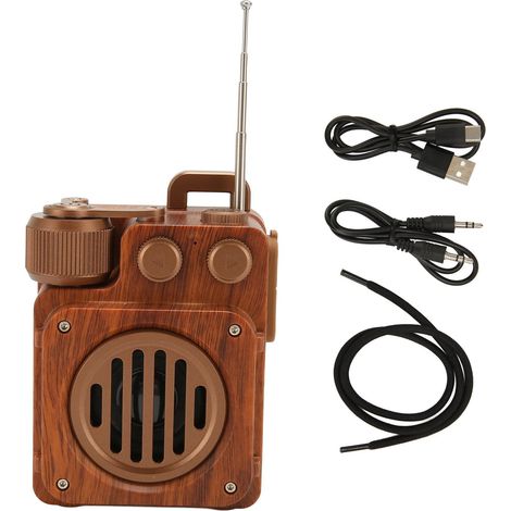 Enceinte Bluetooth Vintage Radio FM avec Support USB/Carte Mémoire, Son HiFi Sans Perte en Bois