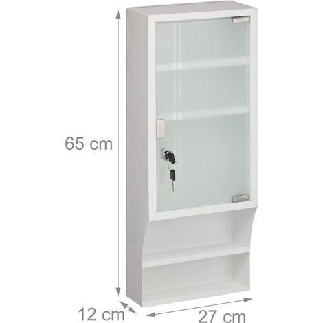 Armoire à pharmacie murale verrouillable 5 compartiments rangement sécurisé style moderne en métal blanc (1/4)