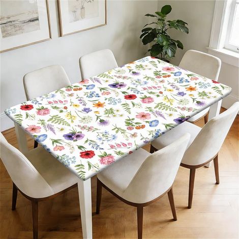 Rechteckige Tischdecke 120x80cm mit Gummizug, wasserdicht, abwaschbar, Wildblumenwiese
