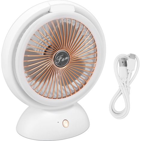 Ventilateur de bureau rechargeable pliable avec lumière LED chaude, 4 vitesses, portable et silencieux (1/5)