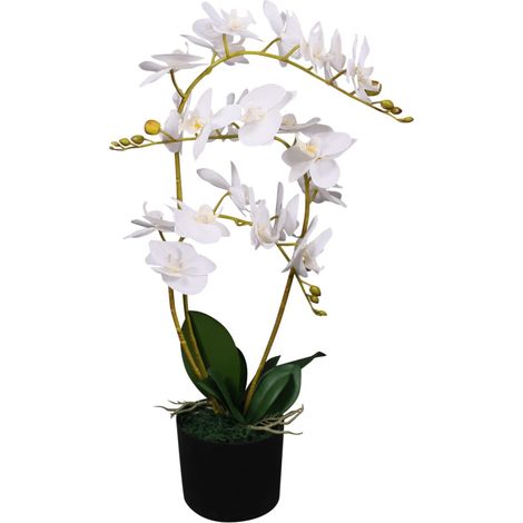 Orchidée artificielle avec pot 65 cm blanche