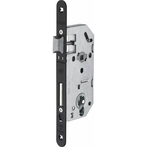 Serrure encastrable pour porte d'entrée monomax nf têtère noire
