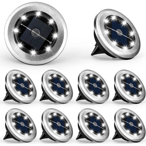 10 mini lampes solaires de jardin, extérieur, imperméables, éclairage paysager alimenté pour patio, cour, allée et chemin (blanc froid) (1/5)