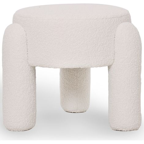 Hocker Gepolstert Mit Bouclé-Stoff In Off-White – Moderner Sitz Für Wohnzimmer Und Schlafzimmer - Boreta Weiß