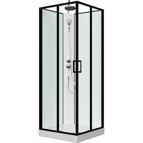 Box doccia quadrato Nero e Bianco L80 x L80 x H220 cm - SAMABI (1/5)