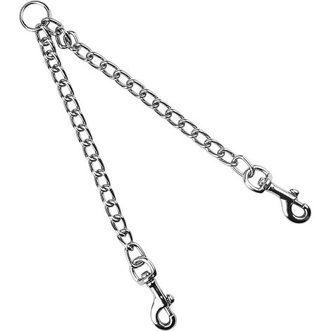 Double Metal Dog Leash, Iron Chain Lead for Training Dogs Pets Double No Tangle Two Dogs