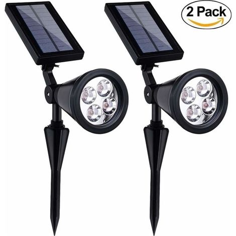 2 pièces 4 lumières lumière blanche solaire sol Spot lumière jardin cour pelouse LED lumières décoratives atmosphère lumières,pour l'intérieur et l'extérieur (1/5)