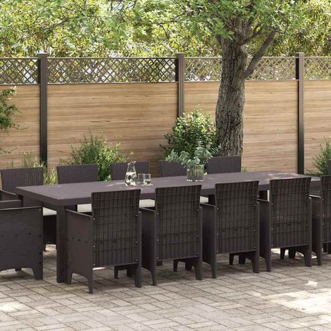 Garden Dining Set with Cushion 13 pcs Brown Rattan vidaXL (1/5)