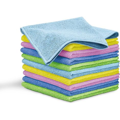 Lot de 10 Torchons de Cuisine Microfibres, Lavette Nettoyant Doux, Absorbants Blaumann AT-3881 Multicolore 58040 (1/2)