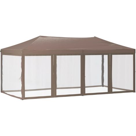 Tente de réception pliable, Pavillon, Pergola, Tente de jardin, avec parois Taupe 3x6 m OIB3551E (1/5)
