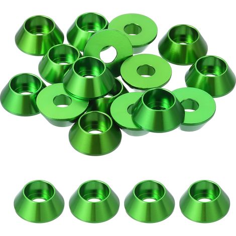 20 Pièces Rondelles à Tête Fraisée, Rondelles de Tasse M6 x 18 mm, Rondelle Fraisée, Rondelle Boulon En Aluminium Pour vis à tête, tige filetée, Accessoires Mécaniques, Vert (1/5)