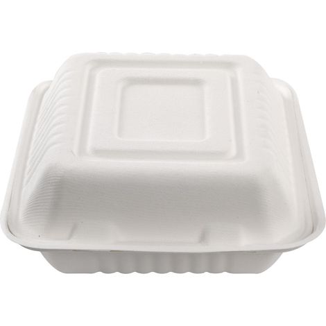 Boîte repas blanche à 3 compartiments en canne à sucre 900 ml - 200 unités - Betik