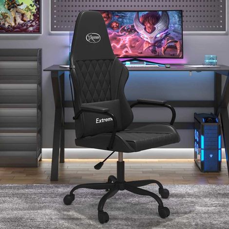 vidaXL Silla gaming cuero sintético negro (1/5)