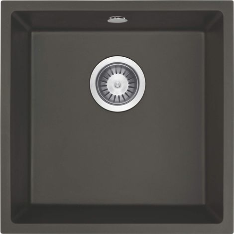 Évier de cuisine encastré sous plan en granit, 1 cuve 44 x 44 cm, anthracite métallisé - Aelo