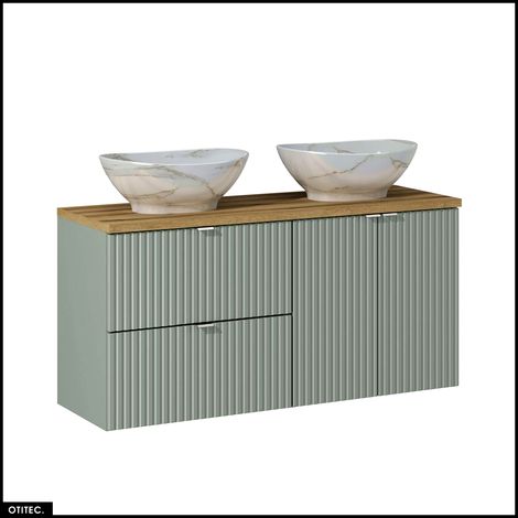 Ensemble de meubles sous vasque - 120 cm - avec Plan - 2 Vasques - ROSEAU (1/5)