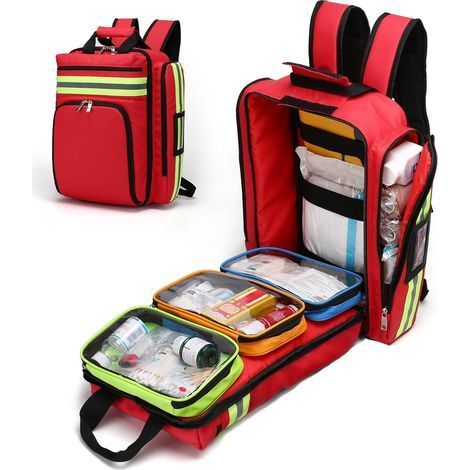 Trousse de secours vide étanche – Sac à dos résistant à l'usure – Dos respirant ajustable – Pour voyages, extérieur, voiture (1/5)