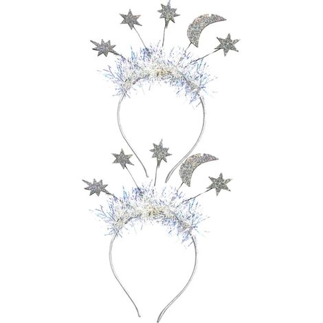 Fascia per capelli natalizia in feltro bianco con stelle e luna per donne e (1/5)