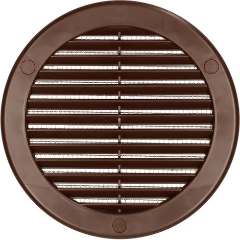 Kotarbau – Grille d'aération ronde 100 mm marron avec moustiquaire – Pour ventilation intérieure – Installation facile avec vis fournies