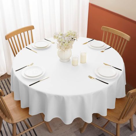 Nappe ronde 180 cm Blanc, lavable, imperméable, Polyester