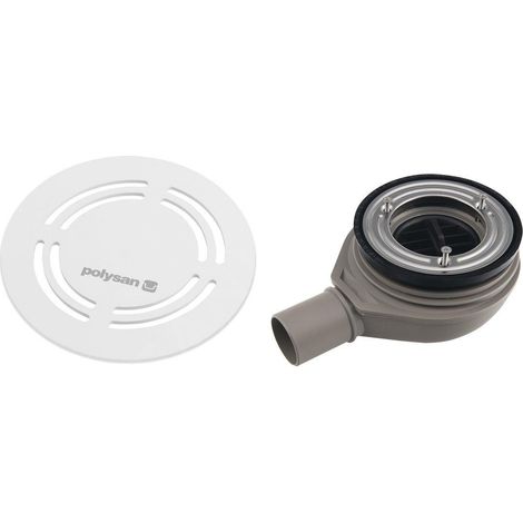 Polysan Flexia - Siphon de receveur Geberit, diamètre 90 mm, DN40, cache bonde rond blanc 17771 (1/5)