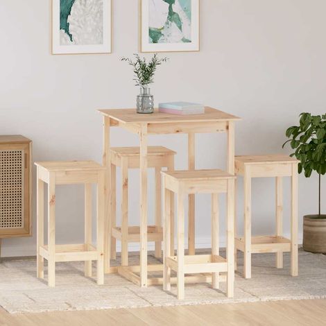 5-tlg. Bar-Set Massivholz Kiefer