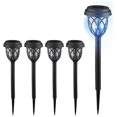 Lampe Solaire pour extérieur en Set de 5, Lanterne LED, avec Piquet, HD : 41x10 cm, Noire et Transparente (1/5)