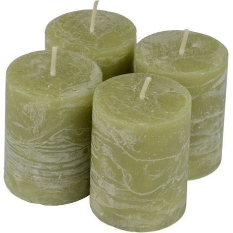 Lot de 4 Bougies Pilier "Rustique" 5cm Tilleul (1/2)