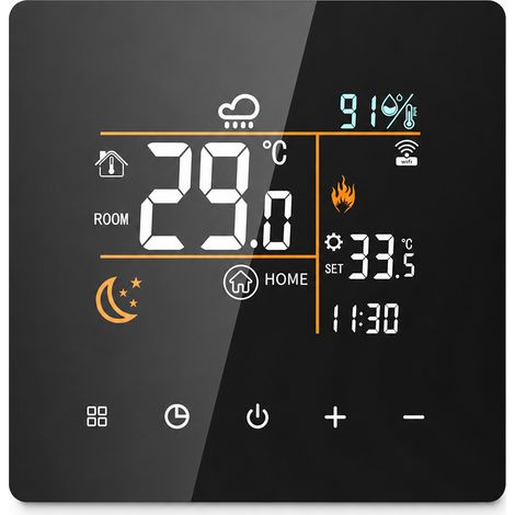 Thermostat K9 noir pour chauffage à eau et chaudière murale, sans Wi‑Fi, liaison 3 A (1/5)