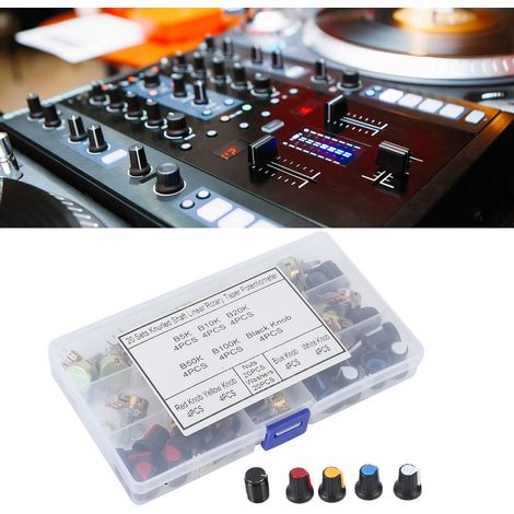 80 Pièces Kit de Potentiomètres Linéaires B5K à B100K avec Boutons pour Réglage Audio