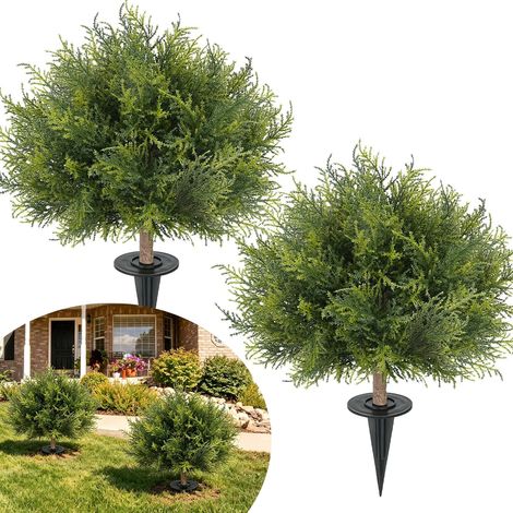 2 Pièces Cyprès Artificiel Extérieur 60 cm Boule de Buis Artificiel Topiaire Artificielle avec Piquet Ø40 cm Fausses Plantes Artificielles Anti UV Arbustes Artificiels Déco Jardin Porche Balcon (1/5)