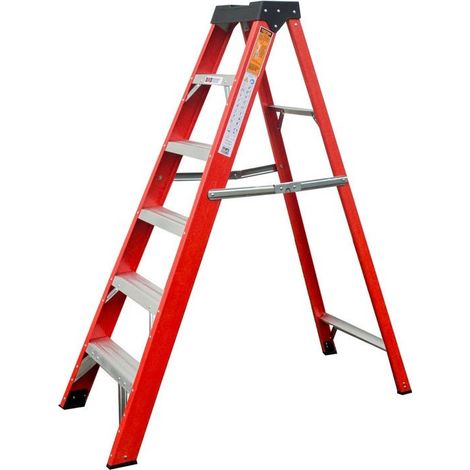 Escalera Fibra de Vidrio 5 Peldaños Escalera Plegable Escalera Aislante Escalera Electricista Carga max. 100 kg (1/5)