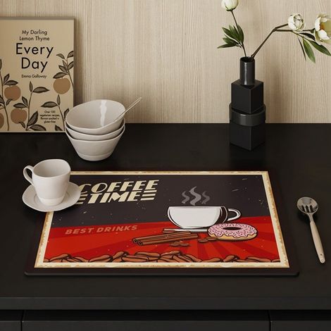 LAN Beignets couleur café, 3050cm (terre de diatomées). Tapis d'égouttage style rétro/vintage, dessous de verre absorbant en terre de diatomées pour plan de travail de cuisine, tapis anti-brûlure et i (1/5)