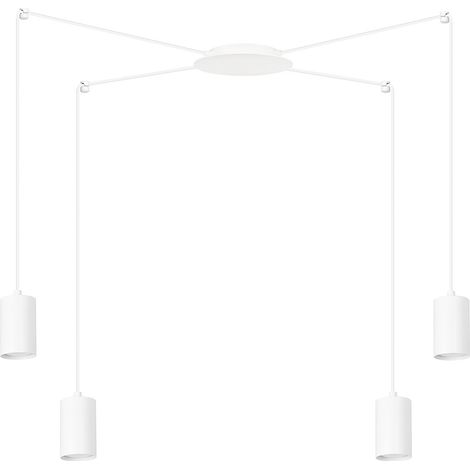 Sospensione A Ragno In Acciaio Bianco 4 Luci Tracker Con Cavo 3 Metri (1/5)