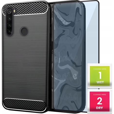 Custodia per XIAOMI REDMI NOTE 8T, custodia in carbonio, cover posteriore rinforzata + vetro (1/5)