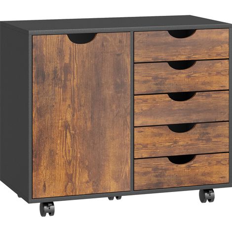 Support Imprimante Eichenbach Rangement Mobile 5 Tiroirs Noir Bureau (1/5)