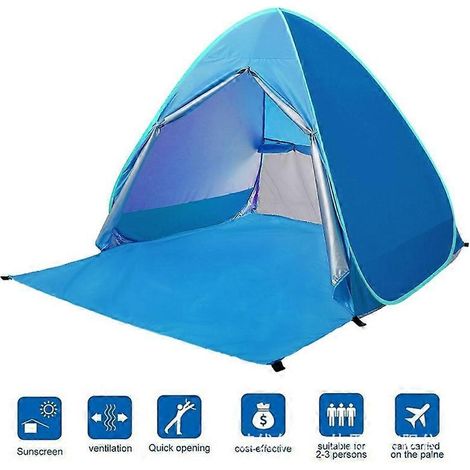 Tente de plage améliorée 2021, abri solaire UV, imperméable et légère, pouvant accueillir 2 à 3 personnes. (1/5)