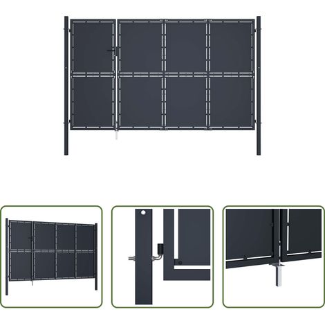 Clôture de jardin -  Portail de jardin en acier 350 x 175 cm anthracite (1/5)