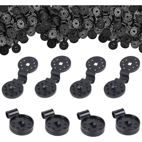Grandeposi Lot de 60 clips de fixation pour filet d'ombrage en plastique avec œillet pour toile d'ombre, tissu coupe-vent, filet de protection, clôture de jardin, noir (1/4)